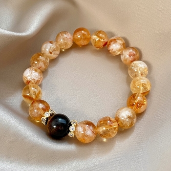 Narukvica s geometrijskim tigrovim okom - kristalne perle, unisex, proljeće 2025