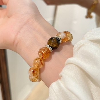 Narukvica s geometrijskim tigrovim okom - kristalne perle, unisex, proljeće 2025