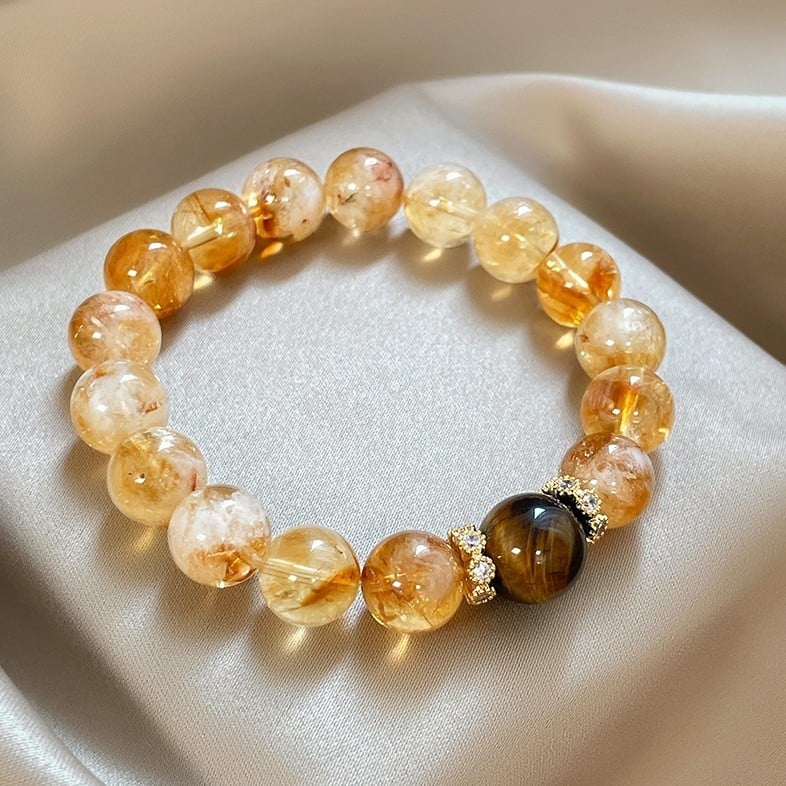 Narukvica s geometrijskim tigrovim okom - kristalne perle, unisex, proljeće 2025