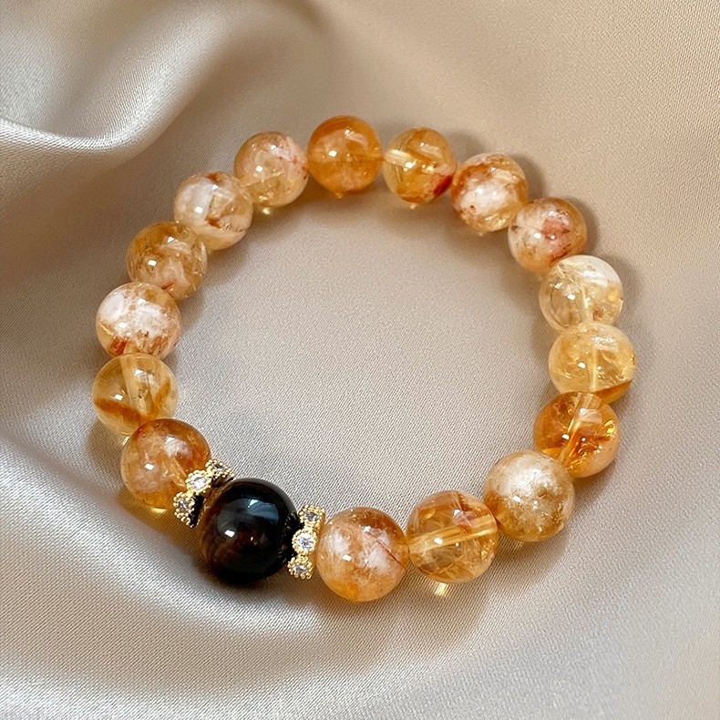 Narukvica s geometrijskim tigrovim okom - kristalne perle, unisex, proljeće 2025