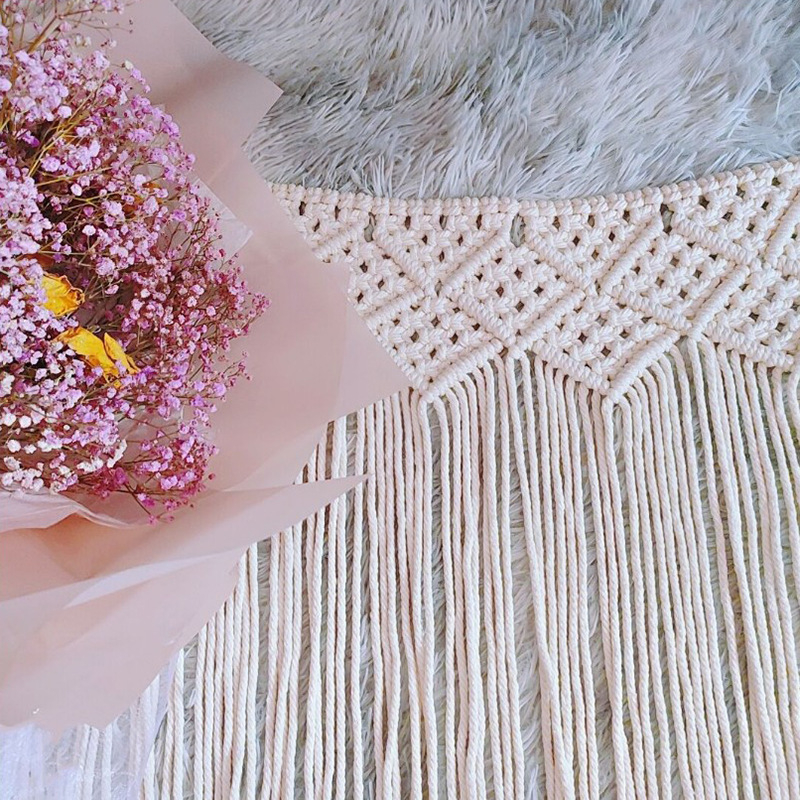 Boemski tkan goblen za zid, ručno izrađen od pamukovog užeta, prugast uzorak, ručno pranje