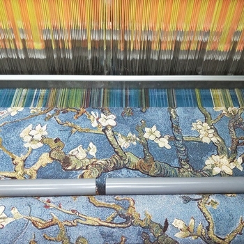 Pamučni zidni goblen | Strojno tkanje | Kvadratni oblik | Uzorak: cvijeće/trava/listovi