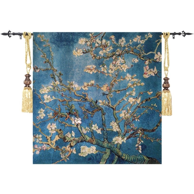 Pamučni zidni goblen | Strojno tkanje | Kvadratni oblik | Uzorak: cvijeće/trava/listovi