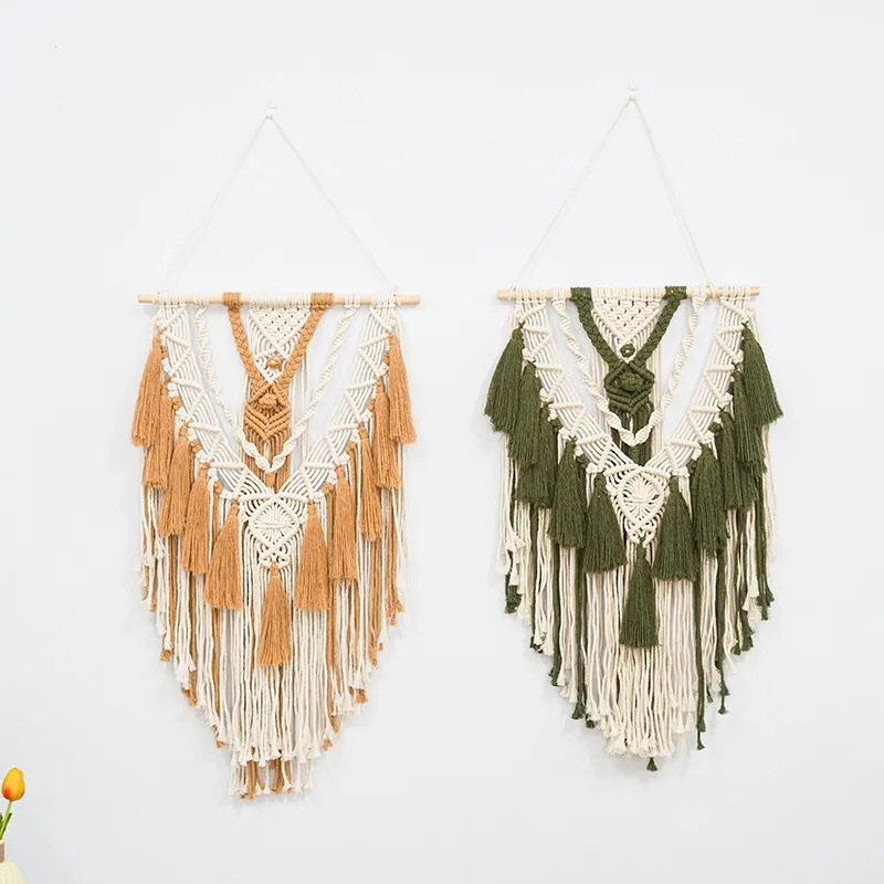 Pamuk goblen zidni ukras, ručno tkan, boemskog stila, pravokutni oblik, dekor dnevnog boravka i spavaće sobe.