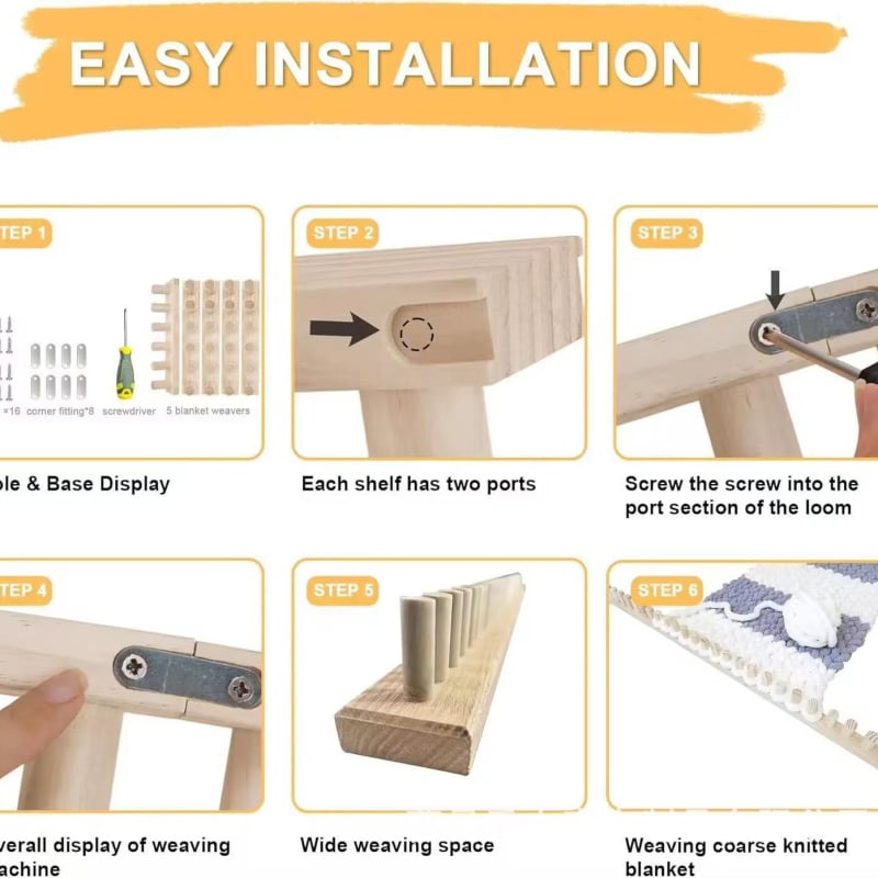 Qiaomusen Unealtă din lemn pătrată cu un singur vârf pentru DIY – Instrument multifuncțional pentru prosoape și goblen