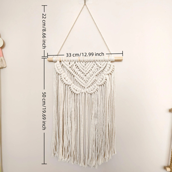 Boemski ručno tkan goblen s resama, nepravilan oblik; Poliester 81–90%, Pamuk 20%