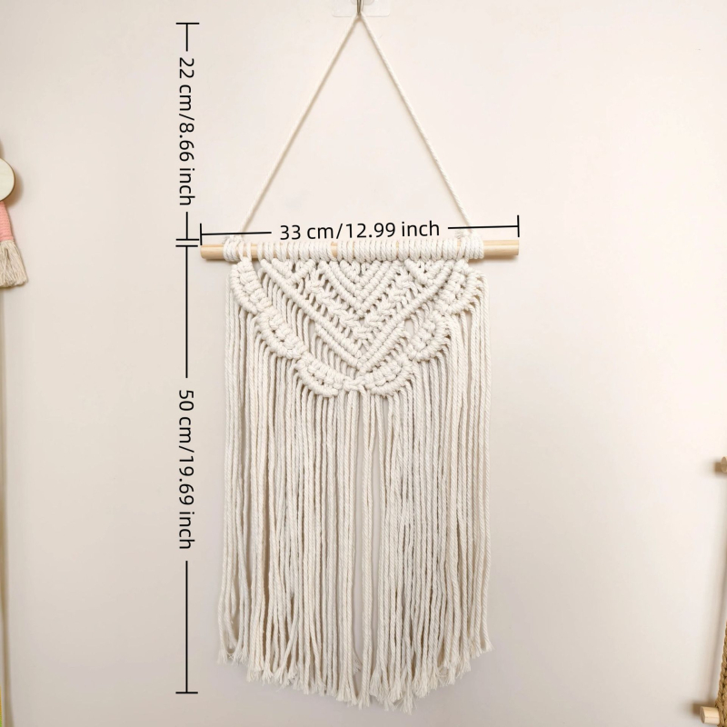 Boemski ručno tkan goblen s resama, nepravilan oblik; Poliester 81–90%, Pamuk 20%