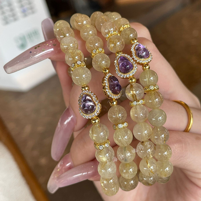 Narukvica s kristalnim perlama, bez bočnih kamenja, kristalni materijal, podrijetlo Lianyungang Donghai County, kineski stil