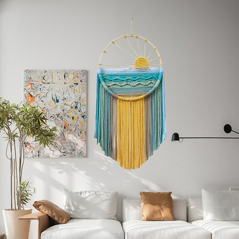 Tapiserie boemă din bumbac – țesută manual, decor pentru perete, formă pătrată