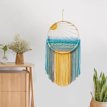 Tapiserie boemă din bumbac – țesută manual, decor pentru perete, formă pătrată