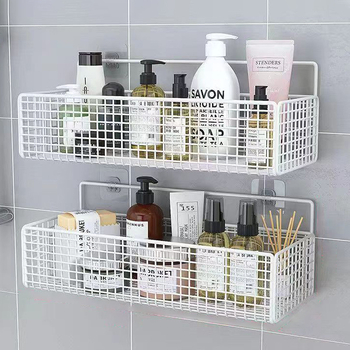 Raft de depozitare suspendat pe perete pentru bucătărie și baie, 1 nivel, fier forjat, fără găurire, fără montaj, prindere cu cârlig, design modern tip plasă