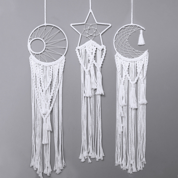 Gobeljn u skandinavskom stilu, kružni, ručno tkan pamuk konac, motiv Sunce-Mjesec-Zvijezda, zidna dekoracija