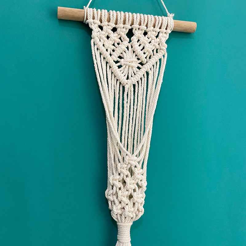 Ručni pamučni goblen s mrežastim džepom; boemski nordijski stil za zidnu dekoraciju.