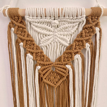 Boemska zidna tapiserija - ručno tkana pamukovim užetom, zidna viseća s resama