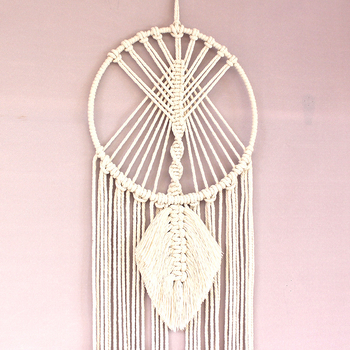 Zidni tapiser — ručno tkan od pamukovog užeta, uzorak lišća, pravokutni oblik