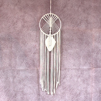 Zidni tapiser — ručno tkan od pamukovog užeta, uzorak lišća, pravokutni oblik