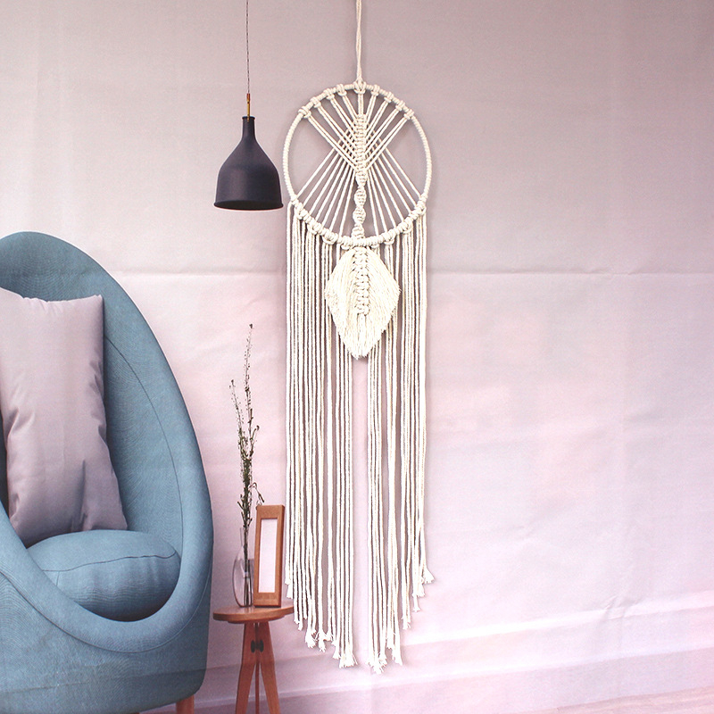 Zidni tapiser — ručno tkan od pamukovog užeta, uzorak lišća, pravokutni oblik