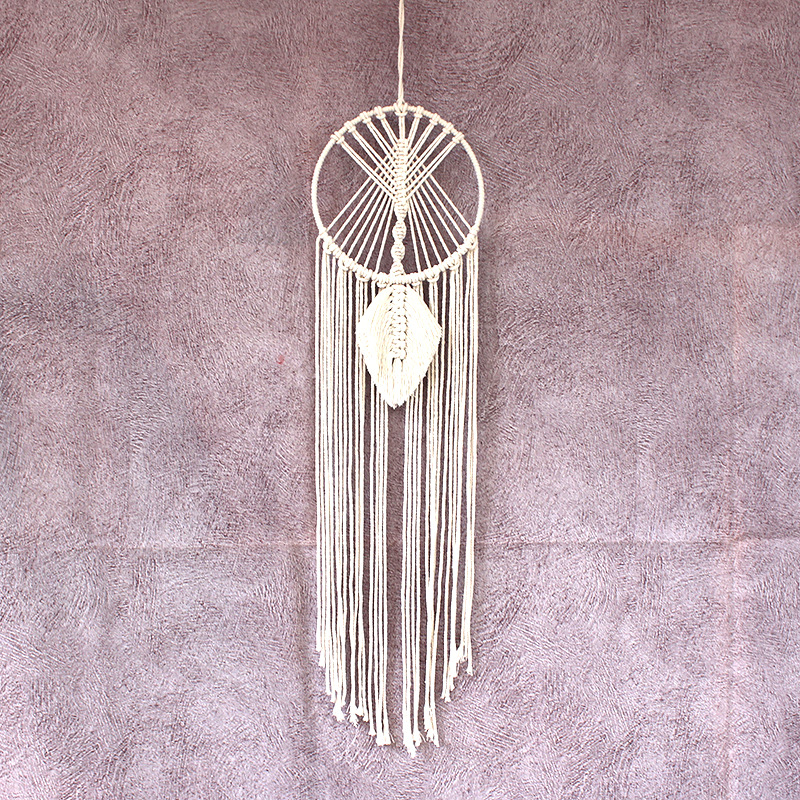 Zidni tapiser — ručno tkan od pamukovog užeta, uzorak lišća, pravokutni oblik