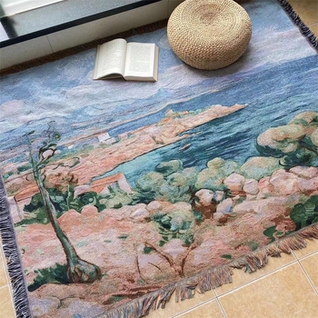 Tapiserija za kauč, nordijskog stila s motivom pejzažne slike uljem, strojno tkano, 40% pamuk, 60% poliester
