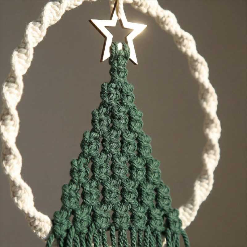 Zidni goblen s božićnim drvetom, ručno tkan, nordijski stil, poliester-pamučni materijal, pravokutni oblik