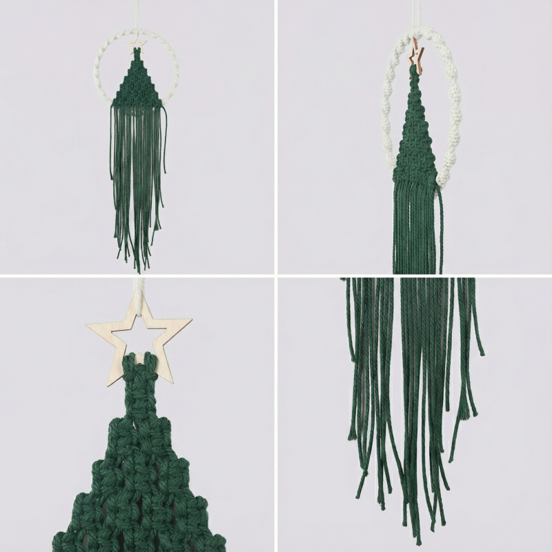 Zidni goblen s božićnim drvetom, ručno tkan, nordijski stil, poliester-pamučni materijal, pravokutni oblik