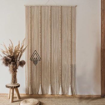 Boemska zavjesa za vrata — ručno tkan pamuk goblenski tapiser, 71–80% pamuk, prugasti uzorak, pravokutnog oblika