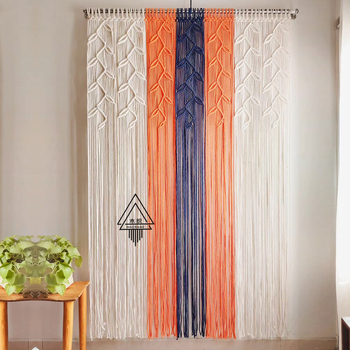 Boemska zavjesa za vrata — ručno tkan pamuk goblenski tapiser, 71–80% pamuk, prugasti uzorak, pravokutnog oblika