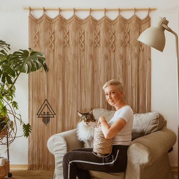 Boemska zavjesa za vrata — ručno tkan pamuk goblenski tapiser, 71–80% pamuk, prugasti uzorak, pravokutnog oblika