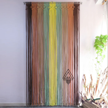 Boemska zavjesa za vrata — ručno tkan pamuk goblenski tapiser, 71–80% pamuk, prugasti uzorak, pravokutnog oblika