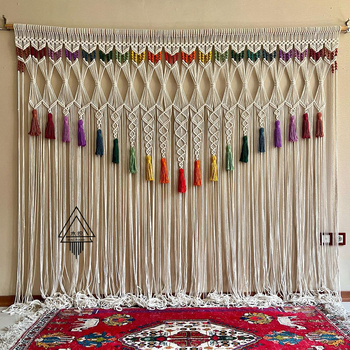 Boemska zavjesa za vrata — ručno tkan pamuk goblenski tapiser, 71–80% pamuk, prugasti uzorak, pravokutnog oblika