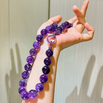 Браслет с кристал от аметист, стил природа, без странични камъни, пролет 2025 издание