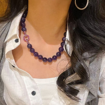 Браслет с кристал от аметист, стил природа, без странични камъни, пролет 2025 издание