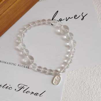 Brățară din argint sterling 925 cu cristal alb natural, electroplacată, design geometric, pentru femei