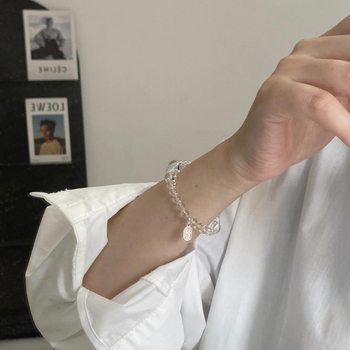 Brățară din argint sterling 925 cu cristal alb natural, electroplacată, design geometric, pentru femei