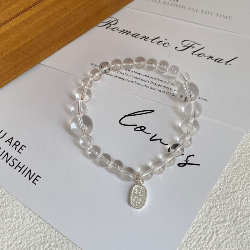 Brățară din argint sterling 925 cu cristal alb natural, electroplacată, design geometric, pentru femei