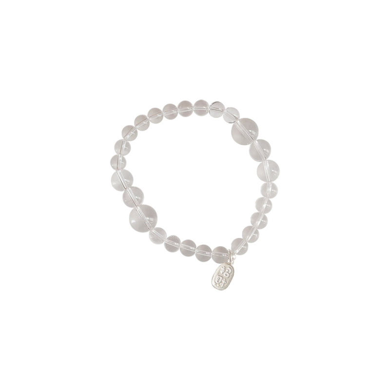 Brățară din argint sterling 925 cu cristal alb natural, electroplacată, design geometric, pentru femei