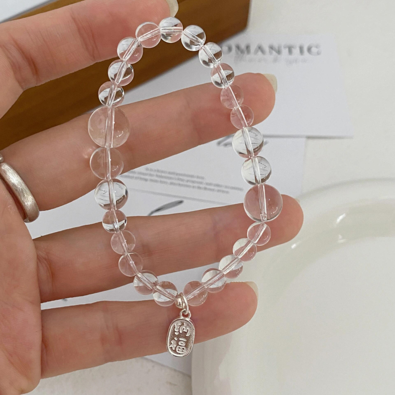 Brățară din argint sterling 925 cu cristal alb natural, electroplacată, design geometric, pentru femei