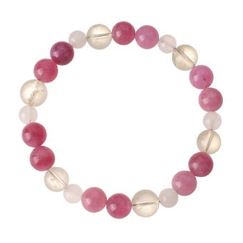 Narukvica od prirodnog ružičastog kristala, bez bočnih kamenova, Xinjiang podrijetlo, certifikat