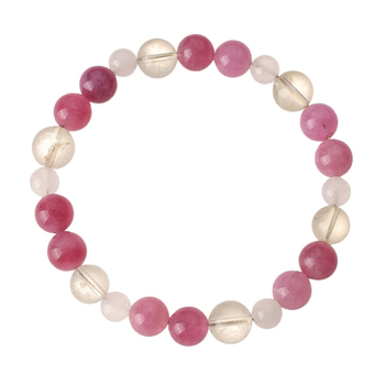 Narukvica od prirodnog ružičastog kristala, bez bočnih kamenova, Xinjiang podrijetlo, certifikat