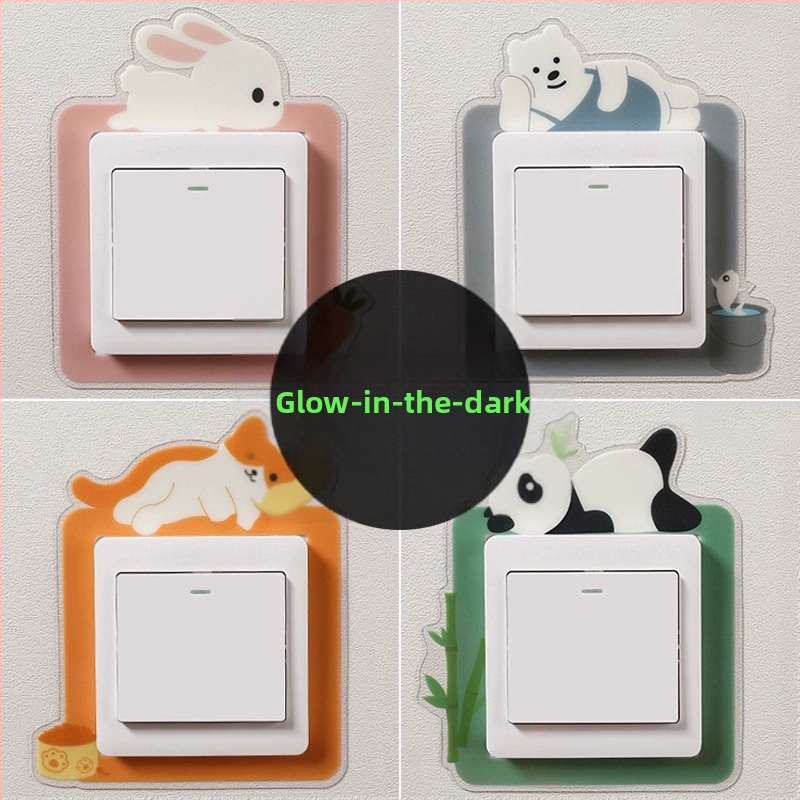 Fosforesējošs slēdža uzlīme, PVC materiāls, mūsdienīgs vienkāršs stils, piemērots viesistabai, guļamistabai un ieejai