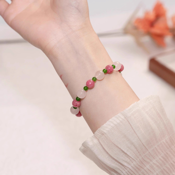 Narukvica od Hetian jade i ružičastog kvarca za žene, ručna izrada, novi kineski stil, geometrijski dizajn, dodatak za ruke