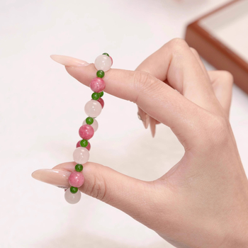 Narukvica od Hetian jade i ružičastog kvarca za žene, ručna izrada, novi kineski stil, geometrijski dizajn, dodatak za ruke
