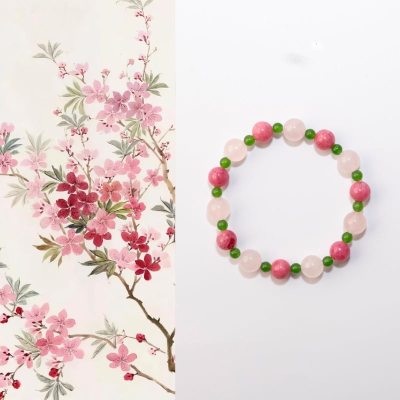Narukvica od Hetian jade i ružičastog kvarca za žene, ručna izrada, novi kineski stil, geometrijski dizajn, dodatak za ruke