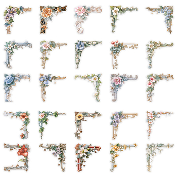 Chen Shuo Αυτοκόλλητα Λουλουδάτων Φωτογραφικών Καδρά, 50 τεμ, Διαφανές PET, Ρετρό Στυλ, Εκτύπωση, για Θήκες Κινητών και Μπουκάλια Νερού