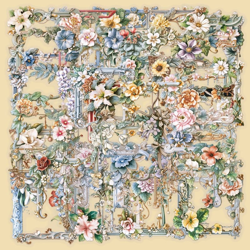 Chen Shuo Αυτοκόλλητα Λουλουδάτων Φωτογραφικών Καδρά, 50 τεμ, Διαφανές PET, Ρετρό Στυλ, Εκτύπωση, για Θήκες Κινητών και Μπουκάλια Νερού