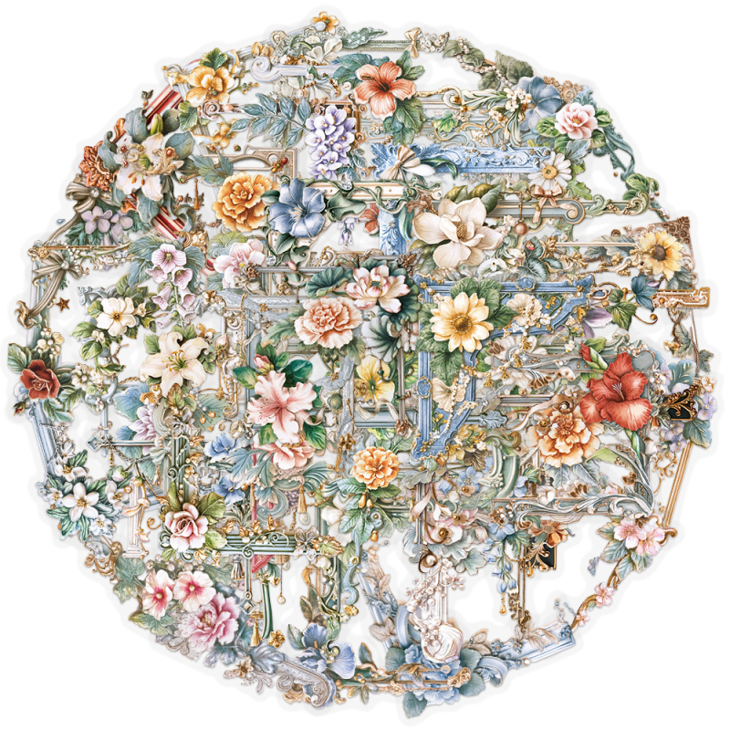 Chen Shuo Αυτοκόλλητα Λουλουδάτων Φωτογραφικών Καδρά, 50 τεμ, Διαφανές PET, Ρετρό Στυλ, Εκτύπωση, για Θήκες Κινητών και Μπουκάλια Νερού