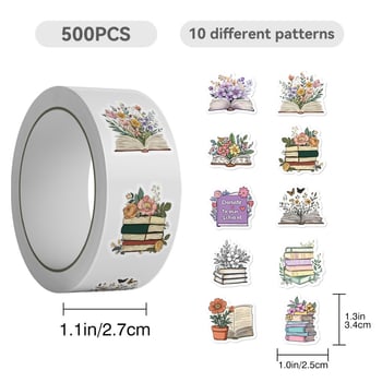 Lanxihaibao — 500 φύλλα διακοσμητικά αυτοκόλλητα με σχέδιο καρτούν και λουλούδια για ημερολόγιο, θήκη κινητού, σημειωματάριο και υπολογιστή — σκανδιναβικό στυλ