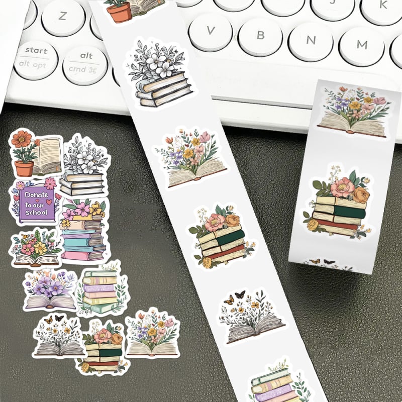 Lanxihaibao — 500 φύλλα διακοσμητικά αυτοκόλλητα με σχέδιο καρτούν και λουλούδια για ημερολόγιο, θήκη κινητού, σημειωματάριο και υπολογιστή — σκανδιναβικό στυλ