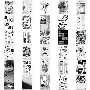Σετ αυτοκόλλητων κολάζ τέχνης, 60 τεμάχια, αυτοκόλλητα με κόλλα, σκανδιναβικό στυλ, εκτύπωση — Tu Yu