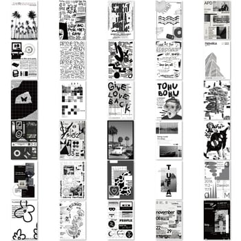 Σετ αυτοκόλλητων κολάζ τέχνης, 60 τεμάχια, αυτοκόλλητα με κόλλα, σκανδιναβικό στυλ, εκτύπωση — Tu Yu